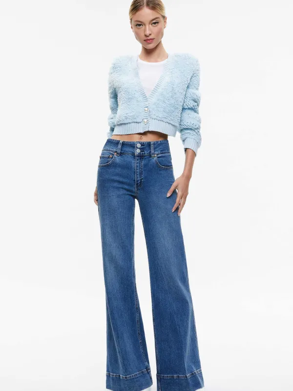 Alice and Olivia Casilda Faux Fur Cropped Cardigan-Women Sweaters