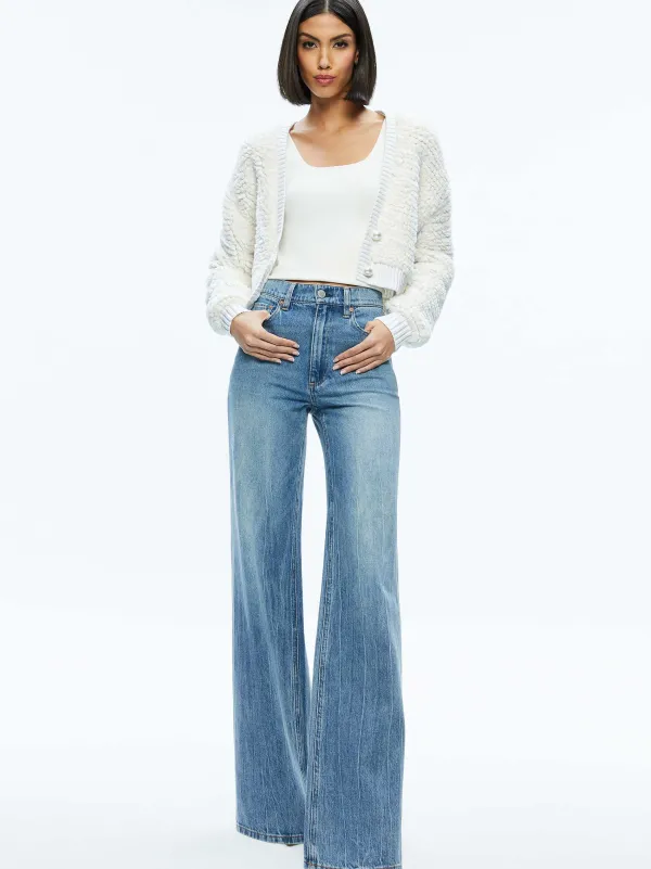 Alice and Olivia Casilda Faux Fur Cropped Cardigan-Women Sweaters