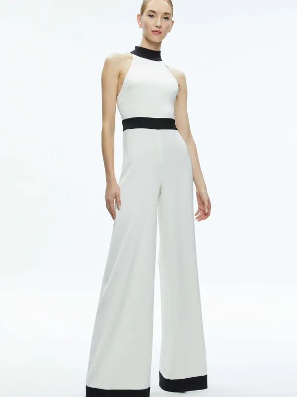 Alice and Olivia Cataline High Neck Wide Leg Jumpsuit-Women Jumpsuits