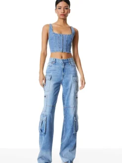 Alice and Olivia Cay Baggy Cargo Jeans-Women Pants