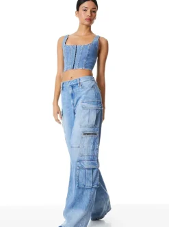 Alice and Olivia Cay Baggy Cargo Jeans-Women Pants