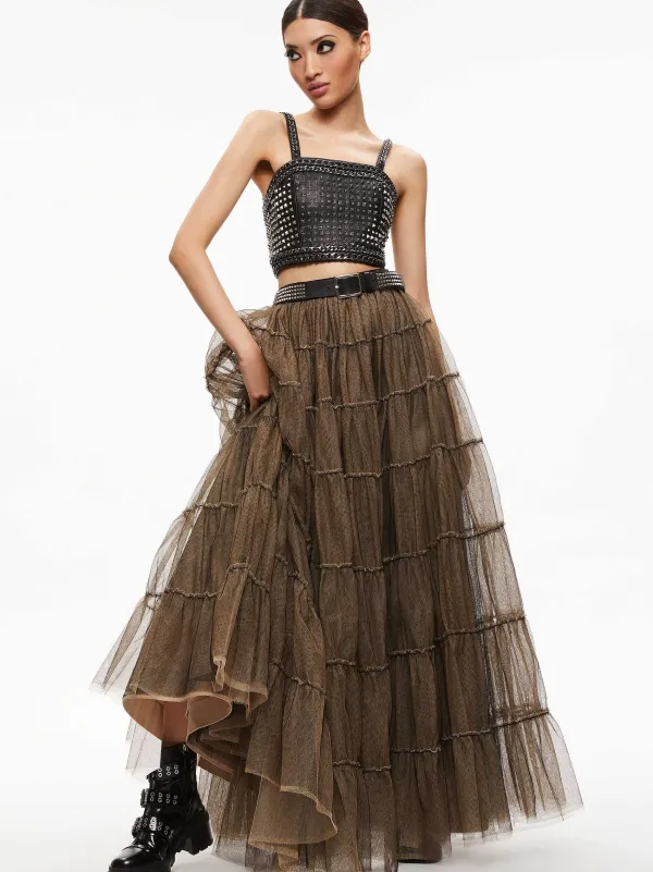 Alice and Olivia Ceresi Chain Strap Studded Top-Women Tops