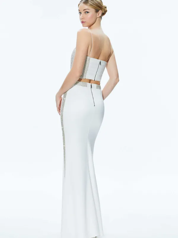 Alice and Olivia Ceresi Embellished Crop Top + Marilynn Embellished Maxi Skirt-Women Matching Sets