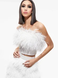Alice and Olivia Ceresi Feather Top-Women Tops