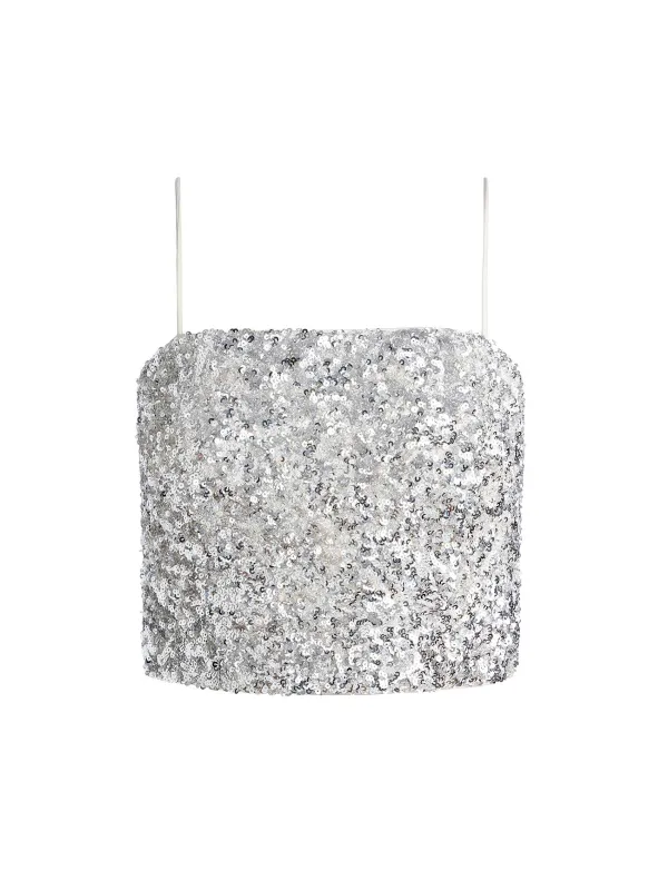 Alice and Olivia Ceresi Sequin Bandeau Crop Top-Women Tops