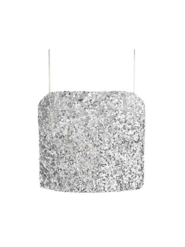 Alice and Olivia Ceresi Sequin Bandeau Crop Top + Maeve Sequin Slip Skirt-Women Matching Sets