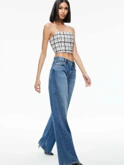Alice and Olivia Ceresi Tweed Crop Top-Women Tops