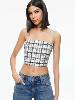 Alice and Olivia Ceresi Tweed Crop Top-Women Tops