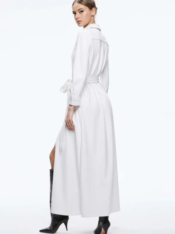 Alice and Olivia Chassidy Vegan Leather Maxi Shirt Dress-Women Dresses