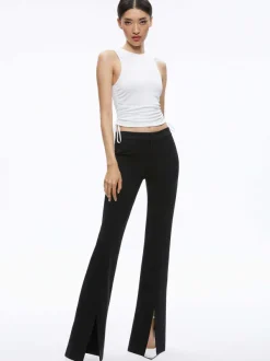 Alice and Olivia Chrissy Crewneck Ruched Crop Top-Women Tops