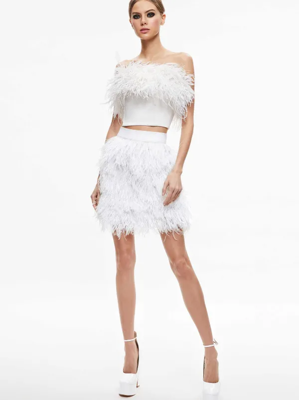 Alice and Olivia Cina Feather Mini Skirt-Women Skirts