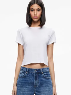 Alice and Olivia Cindy Classic Cropped Tee-Women Tops