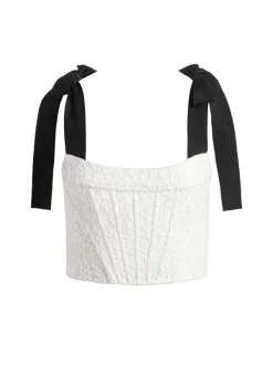 Alice and Olivia Clara Bow Strap Bustier Crop Top-Women Tops