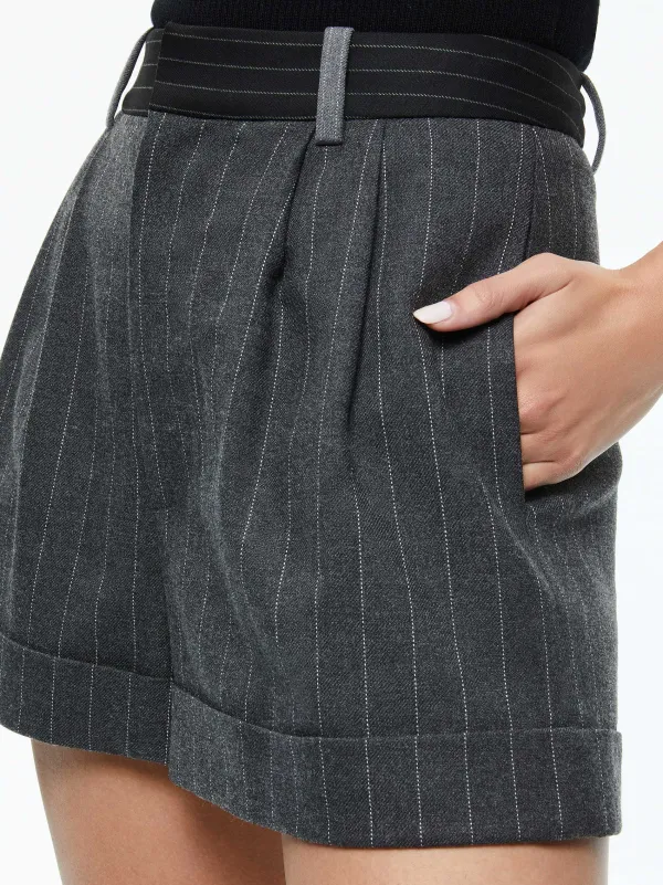 Alice and Olivia Colley Notch Collar Blazer + Conry Pleated Cuff Short-Women Matching Sets
