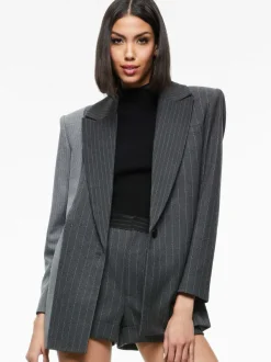 Alice and Olivia Colley Notch Collar Blazer + Conry Pleated Cuff Short-Women Matching Sets