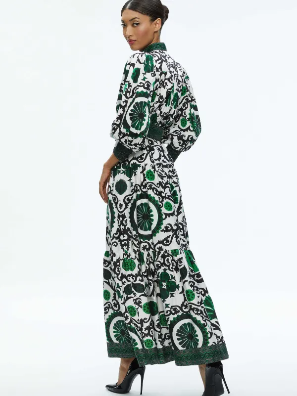 Alice and Olivia Cora Volume Tiered Shirt Dress-Women Dresses