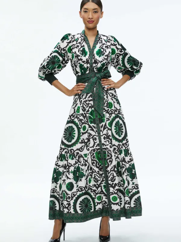 Alice and Olivia Cora Volume Tiered Shirt Dress-Women Dresses