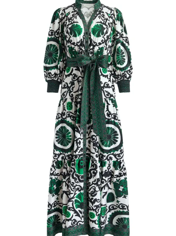 Alice and Olivia Cora Volume Tiered Shirt Dress-Women Dresses
