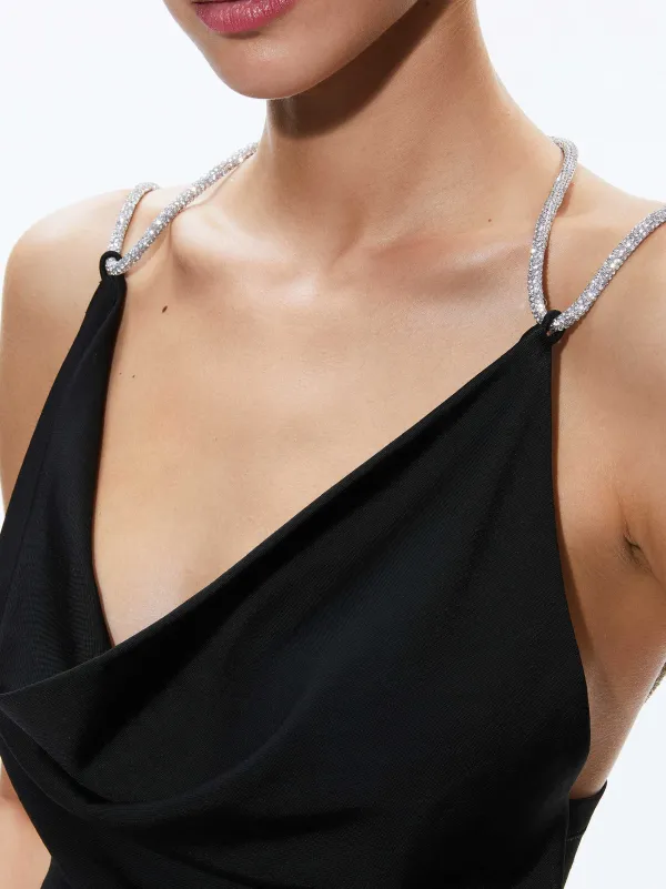 Alice and Olivia Coral Crystal Strap Cowl Neck Top-Women Tops