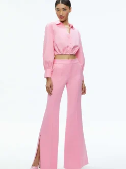 Alice and Olivia Danette High Rise Flare Slit Trouser-Women Pants