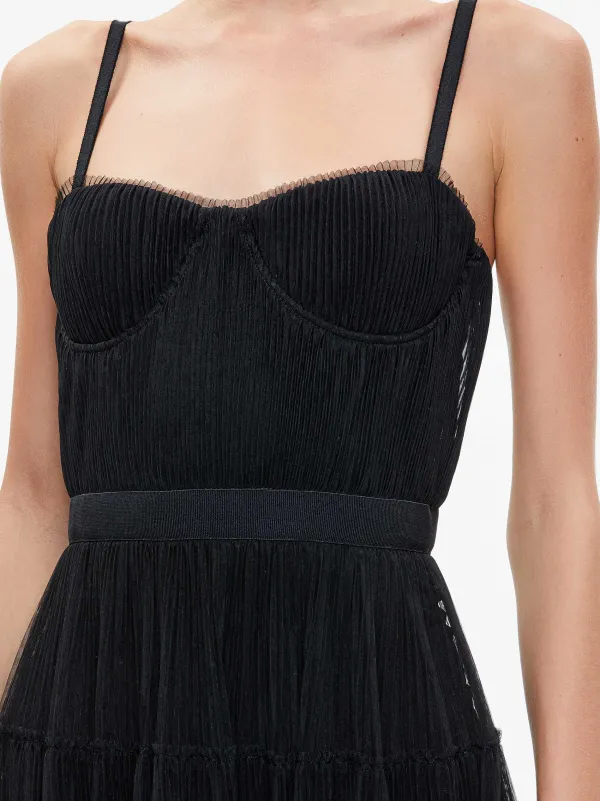 Alice and Olivia Deena Pleated Maxi Dress With Hot Pant-Women Dresses