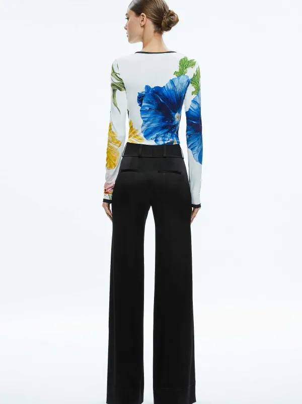 Alice and Olivia Delaina Long Sleeve Cropped Top-Women Tops