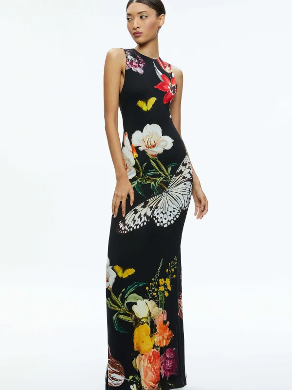 Alice and Olivia Delora Open Back Maxi Dress-Women Dresses
