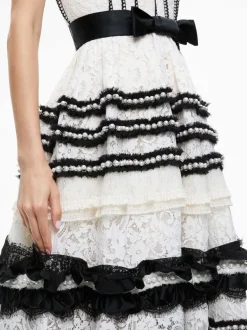Alice and Olivia Denita Bustier Ruffle Gown-Women Dresses