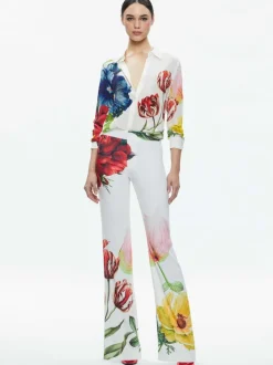 Alice and Olivia Denny Notch Collar Boyfriend Blazer + Livi Mid Rise Trouser-Women Matching Sets