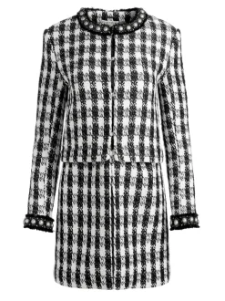Alice and Olivia Deon Two-Fer Tweed Jacket-Women Jackets + Coats