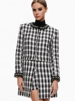 Alice and Olivia Deon Two-Fer Tweed Jacket + Mace Tweed Mini Skort-Women Matching Sets