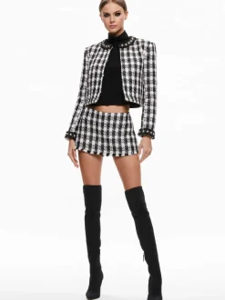 Alice and Olivia Deon Two-Fer Tweed Jacket + Mace Tweed Mini Skort-Women Matching Sets