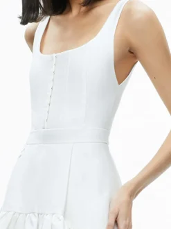 Alice and Olivia Diana Sleeveless Structured Midi Dress-Women Dresses