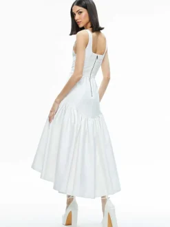 Alice and Olivia Diana Sleeveless Structured Midi Dress-Women Dresses