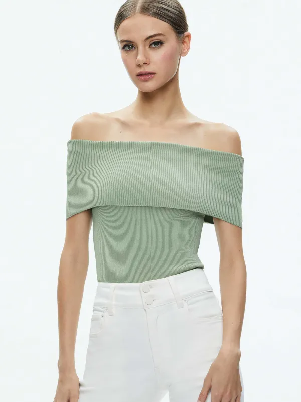 Alice and Olivia Dolan Foldover Sleeveless Pullover-Women Tops