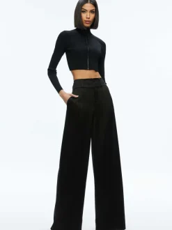 Alice and Olivia Dorris Ribbed Zip Up Cardigan-Women Sweaters