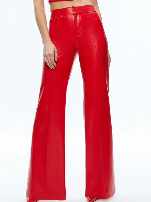 Alice and Olivia Dylan High Waisted Vegan Leather Wide Leg Pant-Women Pants