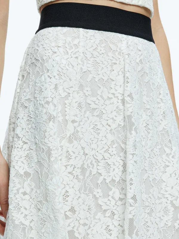 Alice and Olivia Earla Lace Midi Skirt-Women Skirts