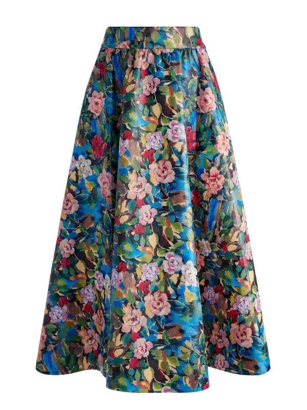 Alice and Olivia Earla Vegan Leather Flare Skirt-Women Skirts