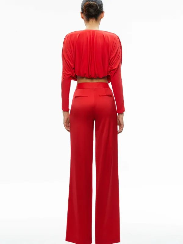 Alice and Olivia Elda Twisted Draped Cropped Top-Women Tops