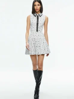 Alice and Olivia Ellis Tweed Box Pleat Dress-Women Dresses