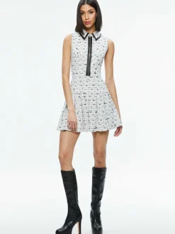 Alice and Olivia Ellis Tweed Box Pleat Dress-Women Dresses