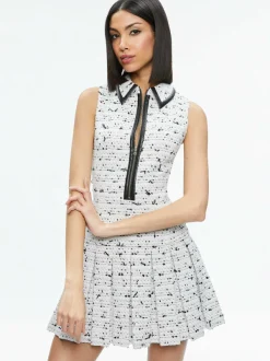 Alice and Olivia Ellis Tweed Box Pleat Dress-Women Dresses