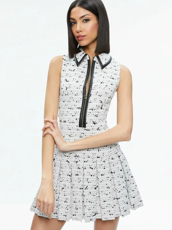 Alice and Olivia Ellis Tweed Box Pleat Dress-Women Dresses