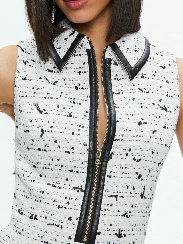Alice and Olivia Ellis Tweed Box Pleat Dress-Women Dresses