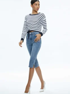 Alice and Olivia Emmie Mid Rise Clam Digger Jean-Women Pants