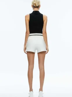Alice and Olivia Esta Pleated Contrast Trim Short-Women Shorts