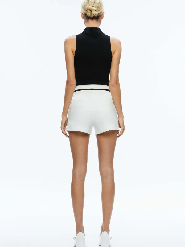 Alice and Olivia Esta Pleated Contrast Trim Short-Women Shorts