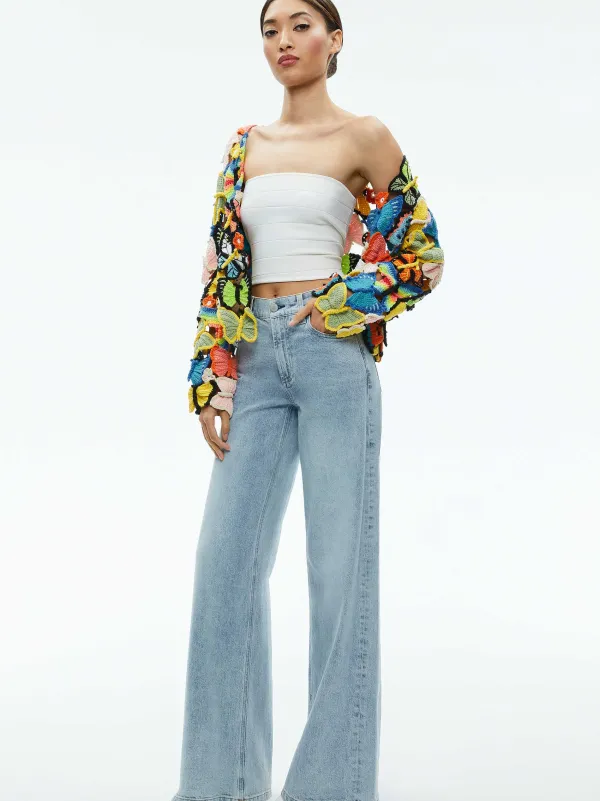 Alice and Olivia Fawn Butterfly Crochet Cardigan-Women Sweaters