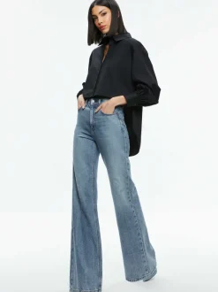 Alice and Olivia Finely High-Low Blouse-Women Tops